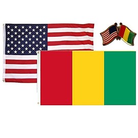 K's Novelties Wholesale Combo USA & Guinea Country 2x3 2'x3' Flag & Lapel Pin