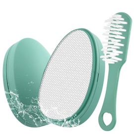 2 Pcs Nano-Glass Foot File Callus Remover, Foot Files for Hard Skin with Cleaning Brush, Highly Effective Foot Scraper with Cover for Hard Skin, Dead Skin Scrubbing, and Callus Removal(Green)