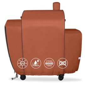 QuliMetal Grill Cover for Pit Boss Platinum Laredo 1000 Wood Pellet Grill, PB1000PL - 600D Heavy Duty Waterproof Fade Resistant Pit Boss Laredo 1000 Cover with Elastic Drawstrings&Zipper Design, Brown