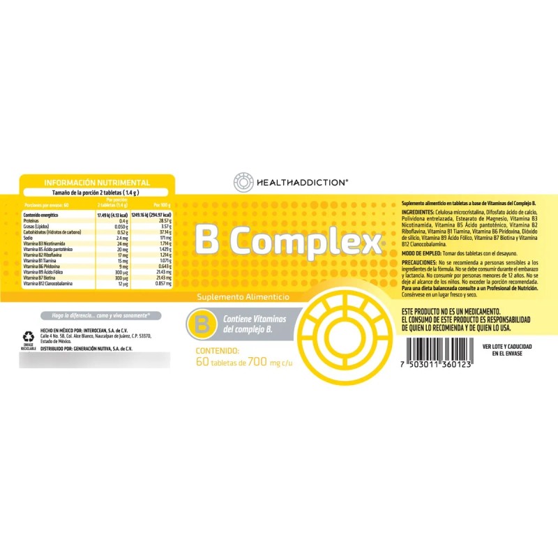 Pack Complex Healthaddiction Complejo 120 Tabletas Sabor