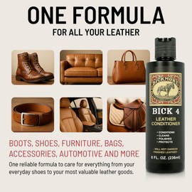 Bickmore Bick 4 Leather Conditioner and Leather Cleaner 16 oz - Will Not Darken Leather - Safe For All Leather Apparel, Furniture, Jackets, Shoes, Auto Interiors, Bags & All Other Leather Accessories