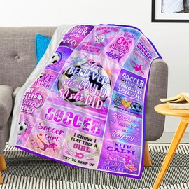 Soccer Blanket for Girls, Soccer Gifts for Girls, Soccer Accessories for Girls, Soccer Birthday Gifts Bedroom Decor, Soccer Player Team Gifts Throw Blanket 50"x40"