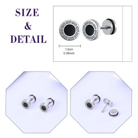 feilok flat Stud Earrings for Women Men Stainless Steel Piercing Huggie Ear Jewelry silver