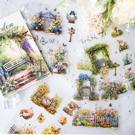 Nature Flower Stickers for Scrapbooking,20 Sheets Floral Scrapbook Stickers Book for Journaling,DIY Crafts,Junk Journaling Supplies（Garden Stickers 2 ）