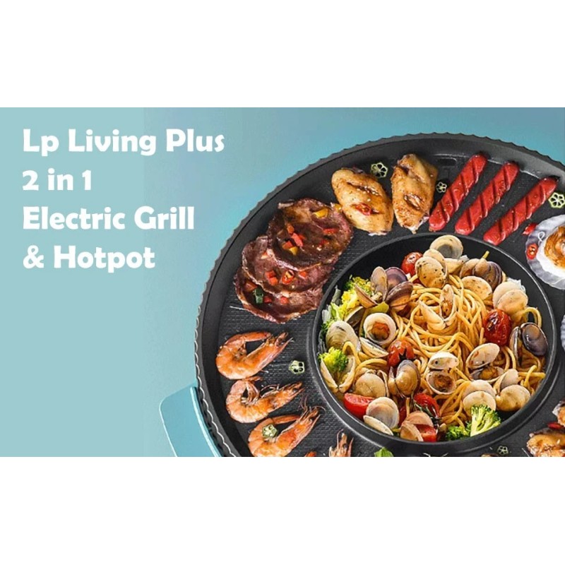 LP LIVING PLUS 2 in 1 Electric Grill & Hotpot,