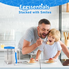 Eggssentials Batter Dispenser – Easy Pour Pancake Batter Dispenser for Cupcakes, Muffins, Waffles & Griddle – Kitchen Baking Tool BPA-Free - Blue Color