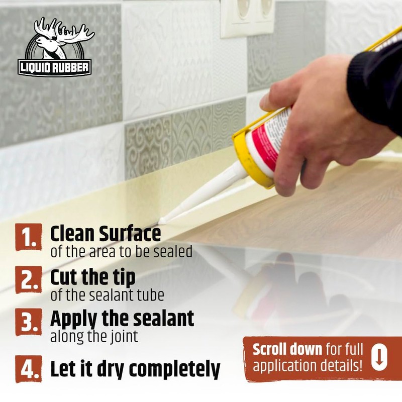 Liquid Rubber Caulk - Hybrid Adhesive and Protective Sealant, White,