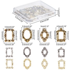OLYCRAFT 60Pcs Photo Frame Theme Resin Filler Charms Alloy Resin Filling Crafts Nail Art Decoration Accessories for Jewelry Making - Rhombus & Oval & Rectangle