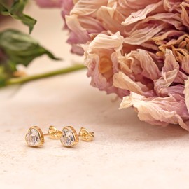 Carissima Gold Women's 9ct Yellow Gold Cubic Zirconia Heart Stud Earrings