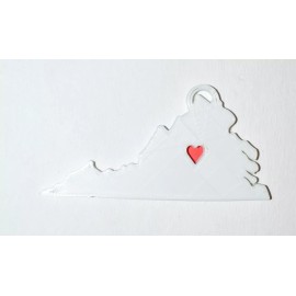 VIRGINIA STATE OUTLINE RICHMOND RED HEART CUTOUT HOLIDAY ORNAMENT USA PR244-VA