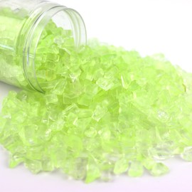 LePe Crushed Glass Glow in The Dark, Luminous Glass for Resin Art, 3-20mm Broken Glass, 1LB Irregular Glass for Fish Tank Aquarium, for Indoor/Outdoor Decoration and Glass Craft Making (Green)