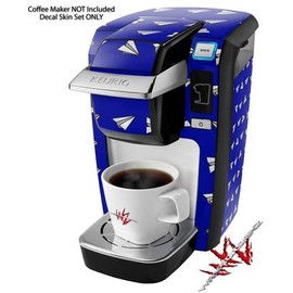 WraptorSkinz Decal Style Vinyl Skin compatible for Keurig K10 / K15 Mini Plus Coffee Makers Paper Planes Royal Blue (COFFEE MAKER NOT INCLUDED)
