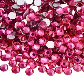 Flatback Rhinestones Round Gems for Nails Art and Crafts 1250Pcs SS20 5mm Glitter Crystals Stone DIY Bags Clothes Shoes (Dark Rose Red)