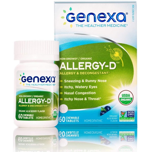 Genexa Allergy Care - 60 Tablets - Multi-Symptom Allergy Medication - Certified Vegan, Organic, Gluten Free & Non-GMO - Homeopathic Remedies