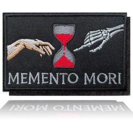 Memento Mori Patch – 2 * 3" Embroidered Tactical Morale Patch with Hook & Loop – Funny Stoic Philosophy Patch for Backpacks, Dog Vests, Jackets, EDC Gear, Patch Wall