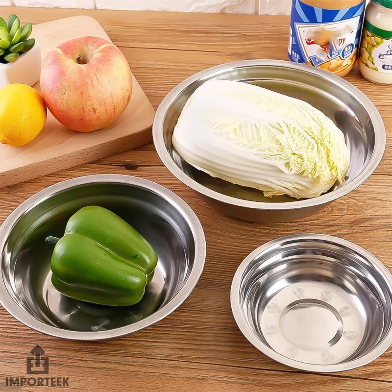 Importeek 3pz Bowl Tazon Acero Inoxidable Ensaladera Mezclar Cocina