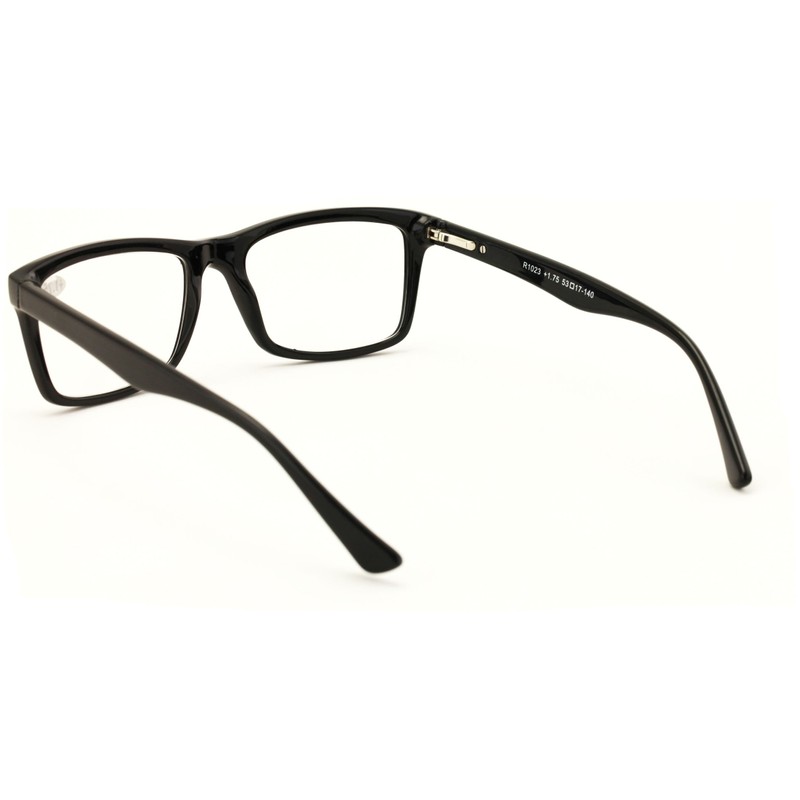 V.W.E. Men Gloss Black Rectangle Rectangular Reading Glasses Wide fitment.