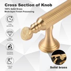 SALISENG-5 Inch Brushed Gold Kitchen Cabinet Pulls, 2 Pack Solid Brass Handles for Dresser and Drawer, European Style Furniture Hardware Door Handles for Closet Wardrobe Vanity