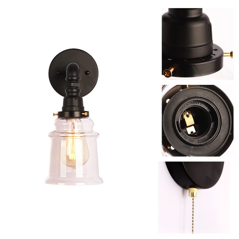 VinTopsh Industrial Glass Wall Sconce, 1 Light Sconces Wall Lighting
