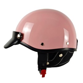 Half Motorcycle Helmets Retro Open Face Half Shell Motocross Helmet for Cycling Motocross Cruiser Bike Scooter Chopper Men Women DOT Approved (Pink, Medium)