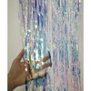 CHRORINE 6.5Ft/2M Rainbow Tinsel Foil Fringe Curtains Christmas Curtains Party