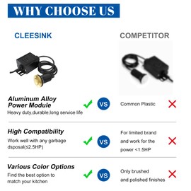 Garbage Disposal Air Switch Kit, Sink Top Waste Disposer SHORT ABS White On/Off Push Button with Aluminum Alloy Power Module, Food Wasting Disposals Replacement Parts by CLEESINK