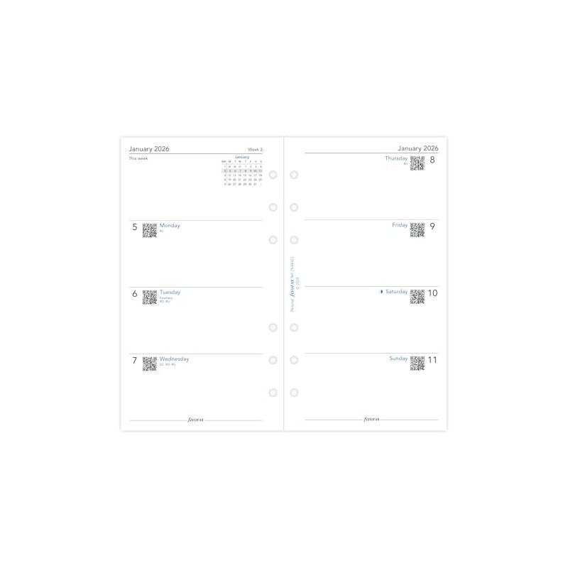 Filofax Personal Week on two pages English 2026 diary 26-68421