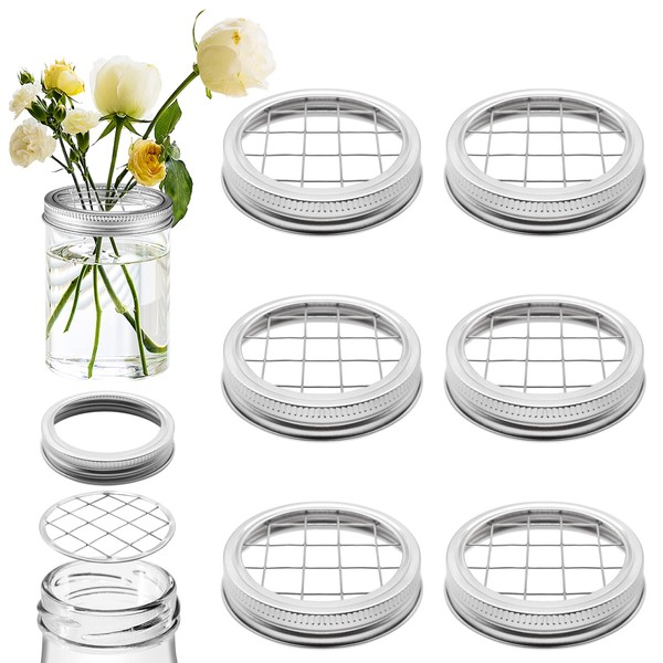 Cinvo Mason Jar Insert Lids Metal Flower Organizer Frog Lids