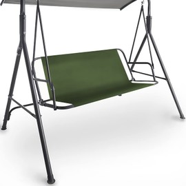 Coverify Replacement Swing Seat Cover Heavy Duty 600D Oxford Fabric Garden Swing Chair Cover Outdoor Universal Fit for 3 Seater Rocking Chair, 148 x 50 x 50 cm, Green