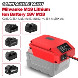for Milwaukee M18 to 12V Step Down Converter, 18V to 12V Step Down Converter Power Adapter, Overload Protect, for Milwaukee Voltage Regulator Adapter for Lights, Fans, Refrigerator,Car Devices
