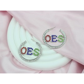 Order of The Eastern Star Sorority Gift Rhinestone OES Earrings - OES Symbol Jewelry for Women Sisterhood