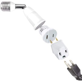 E26/E27 Standard Medium Light Socket Extender Rated 150W 4.5 inch, 2 Prong Outlet Screw in Adapter - Type A Outlet Converter Also for 3 Prong Plug (2 Sets)