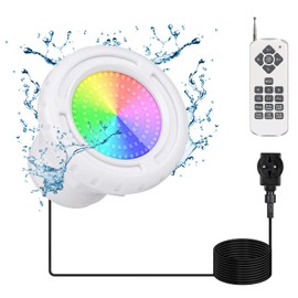 KWODE LED Underwater Pool Lighting for Above Ground Pool, 12 W RGB Dimmable Frame Pool Lighting with Remote Control, 12 V LED Underwater Spotlight with 7 m Cable, External Thread 2 ¼ Inch