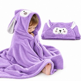 ROMASA - Toalla de baño para bebé, Ultra Suave, con Capucha, Altamente Absorbente, Regalo de Ducha para niños y niñas, 69.85 x 139.7 cm (púrpura)