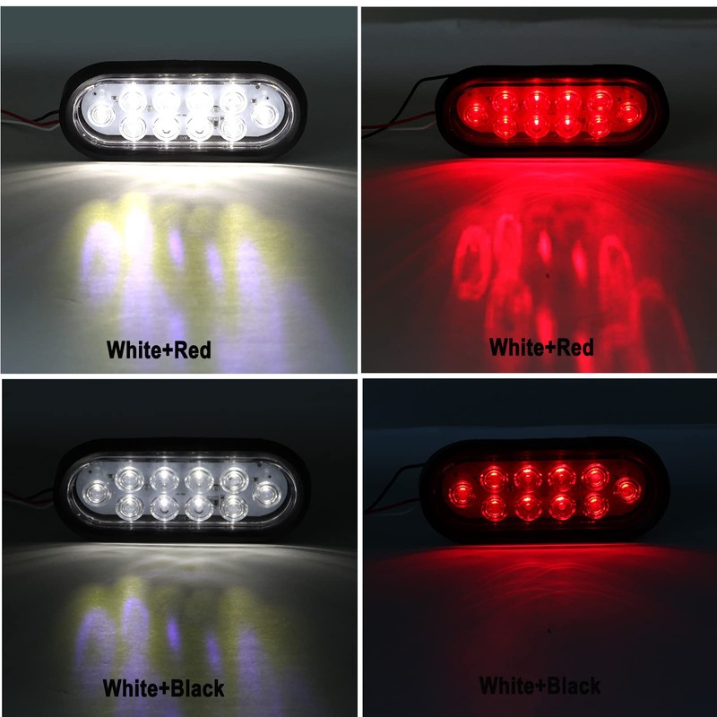 6Pcs 6 Inch Oval LED Trailer Tail Lights 10 LED,