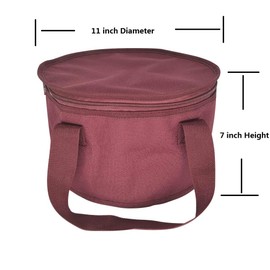 yongzhenlite Insulated Cooler Pie Carrier Round Thermal Casserole Carrier,Polyester Fabric Cooler Lunch Bag for Hot or Cold Food transport,Large Size (Red, Diameter 11 inches)