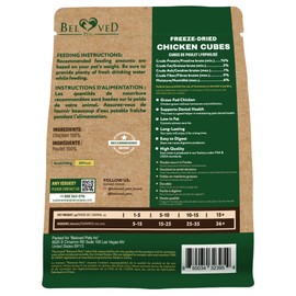 Beloved Pets Dog & Cat Treats Freeze Dried Chicken Cubes 5.3 oz - All Natural Meat Raw Pet Food - Human Grade High-Protein Snacks & Grain-Free Jerky Chews for Cats and Small Dogs