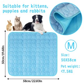 Haustier Kühlmatte, Waschbares Hundematte, Sommer Kühlkissen für Hunde, Selbst Kühlende Hundematte für Zuhause Unterwegs oder im Auto, 62 x 50 cm, M, Blau (Blau M)