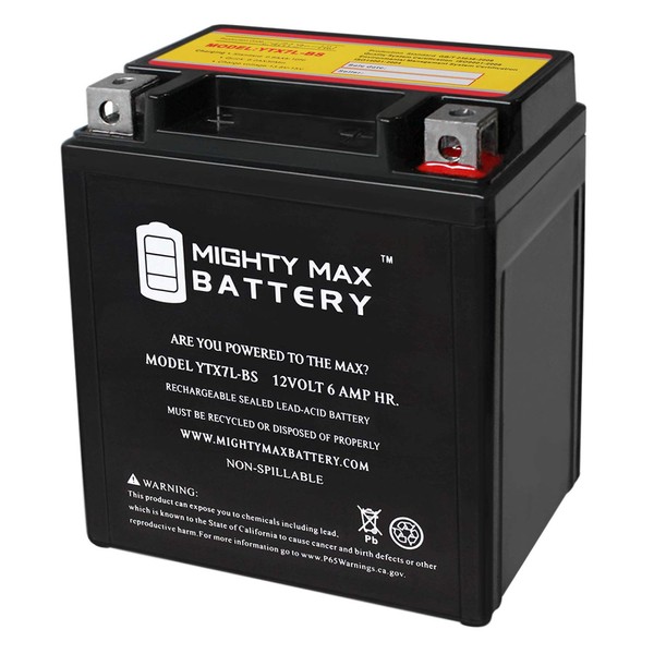 Mighty Max Battery YTX7L-BS 12V 6Ah Battery Replacement for Aprilia