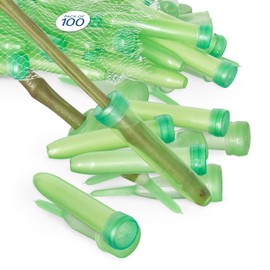 Royal Imports Floral Water Tubes/Vials for Flower Arrangements, Green - 3" (1/2" Opening) - Standard - 100/Pack - w/Caps