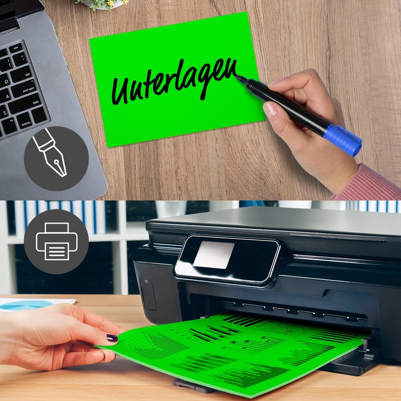 25 Labels in Neon Green, DIN A4 Large, Neon Paper