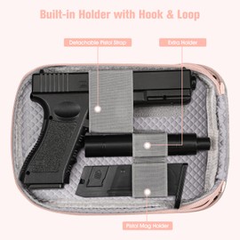 FINPAC Concealed Carry Gun Pouch, Soft Pistol Case Fanny Pack Waist Belt Firearm Bag with Holster for Handgun, Air Gun, Men, Women (Rose Gold)