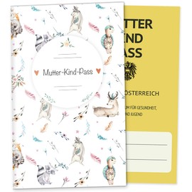 OLGS Mother-child passport 3-piece case, boho friends, stylish protective case, pregnancy gift idea, MuKiPa (MuKi passport cover Austria without personalisation, boho pattern)