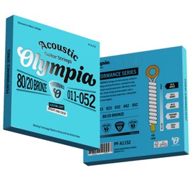 2 Sets of Olympia Performance Acoustic Guitar Strings 11-52 Gauge, Bronze Wound – Premium Acoustic Guitar Strings for Superior Tone & Durability