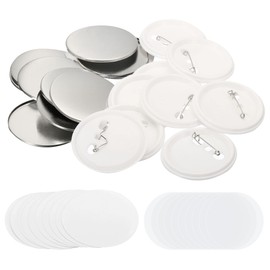 PATIKIL 2.26inch Blank Button Making Supplies,50Pcs Round Badge Parts DIY Round Pin Maker Kit for Button Maker Machine with Metal Cover Plastic Base, Film and Blank Paper