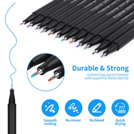 CHARSOCO Fineliner Pen Set, 36 Vibrant Colored Felt-Tip Markers, 0.4mm Ultra-Fine Nib, Perfect for Sketching, Painting, Journaling, Note-Taking, Comic Art & Coloring Books