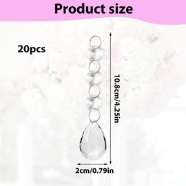 Huybaa Glass Crystals for Hanging - 8.6 cm Chandelier Beads Pendant Drops (Pack of 20) - Decorative Crystal for Chandeliers, DIY Suncatchers Garden, Weddings