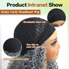 Aisaide Kinky Curly Headband Wig 14 Inch Grey Deep Curly