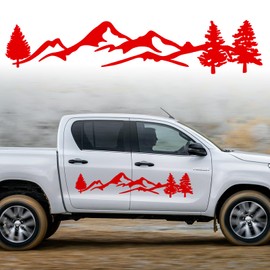 Mountain Car Decals, Cool Auto Stickers Waterproof Vinyl Hood Decal Car Window Stickers Auto Graphics Body Side Door Trunk Decoration for Racing Car SUV Truck Off-Road Vehicle Jeep RV, Red Right