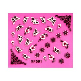 Rhineston Butterfly Heart Flower Nail Stickers Lace Grid Daisy Love Decals Xf586 Nail Wraps Art Stickers Manicure Supplies for Women for Home Nails Full Long Lasting Easy Apply and Remove